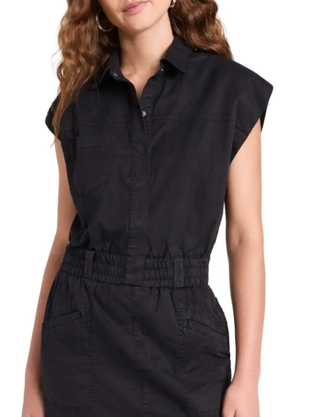 Pistola Denim, Black Mini Shirt Dress, XS
